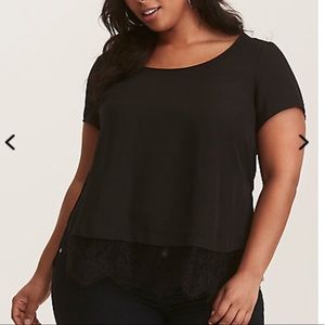 black with lace blouse - sz 1 = sz 14/16